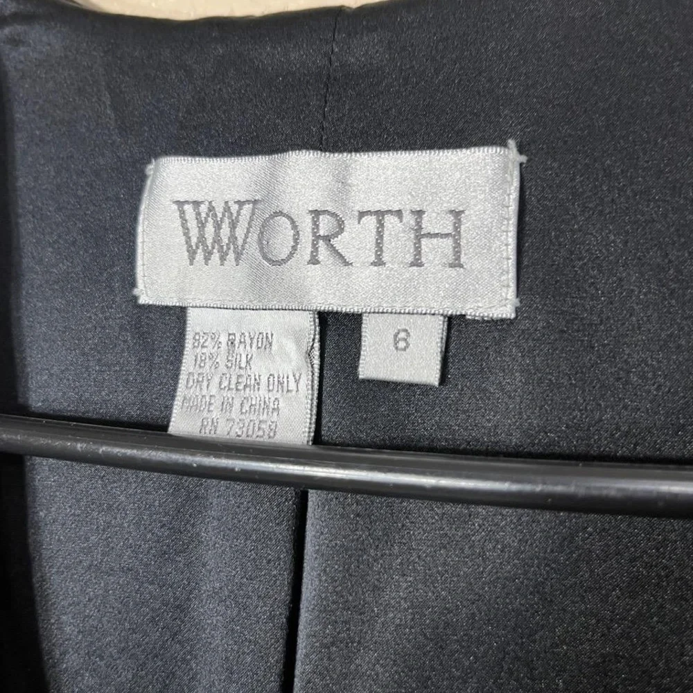 Worth Vintage‎ 90s Black Long Midi Velvet OpenFront Duster Jacket Size 6 - Picture 7 of 9
